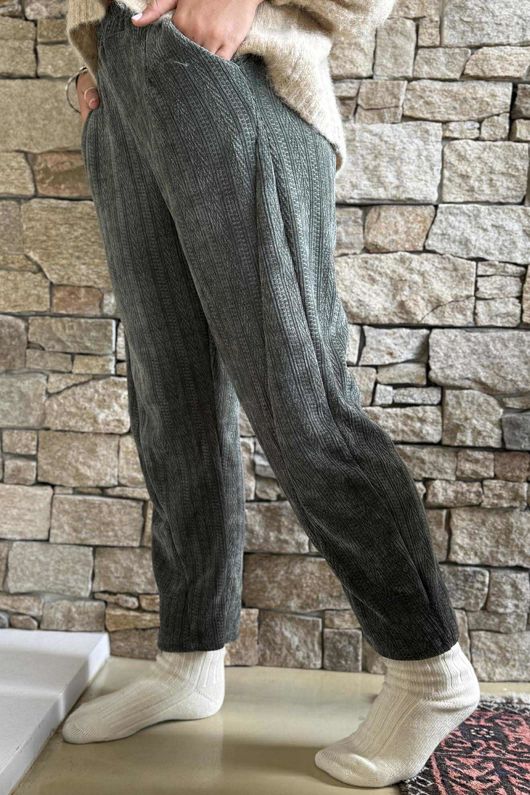 Nuk Stretch Velour Tapered Pant Khaki
